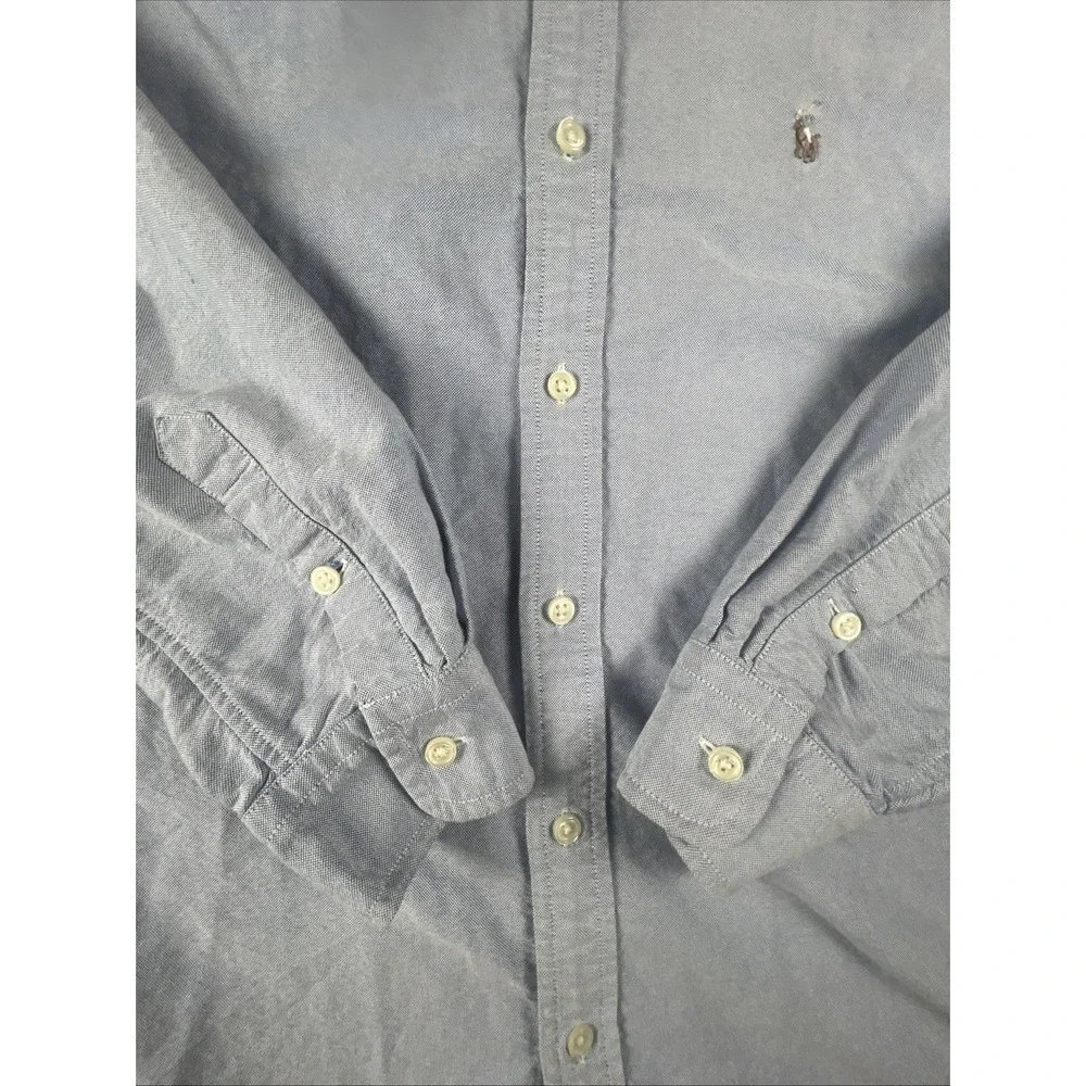 Ralph Lauren Shirt‎ Men 20 Blue Long Sleeve Flesh Pony Weddings Funerals Events